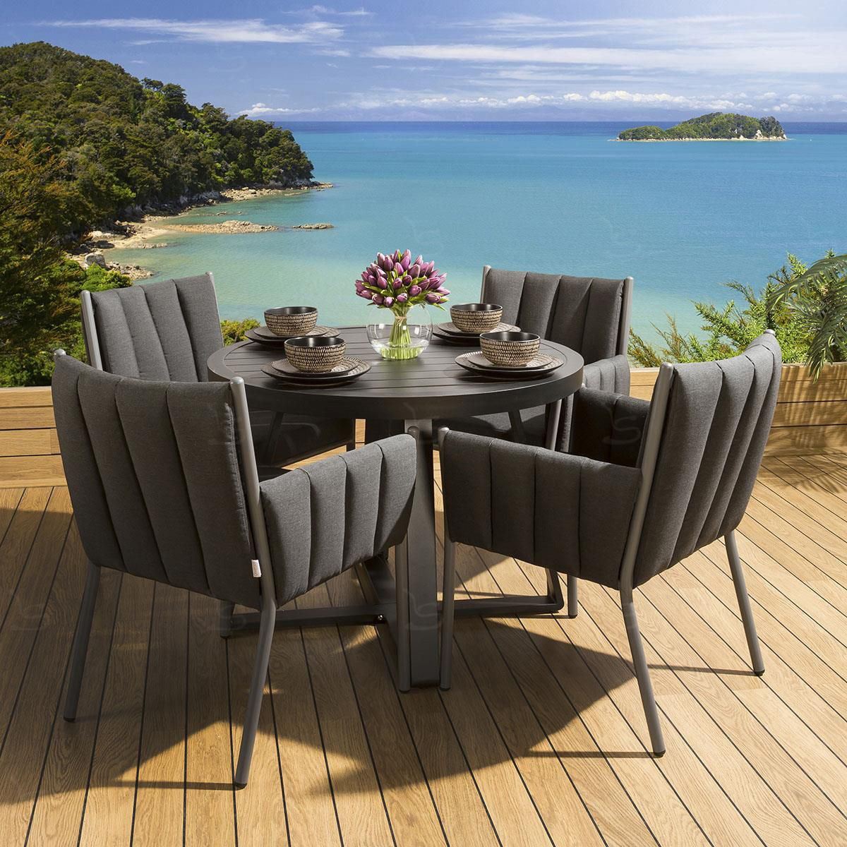 F2008 round dining charcoal 5pc