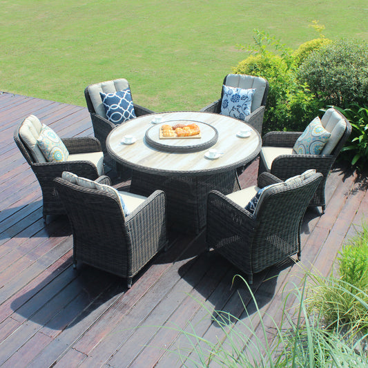 LS30105 round dining with lazy susan 7pc