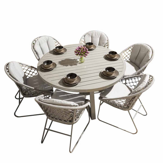 R2001 round dining grey 7pc