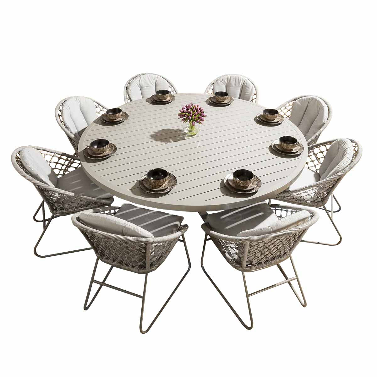 R2001 round dining grey 9pc
